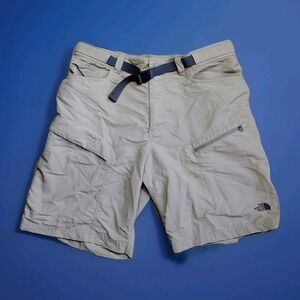 The North Face Beige Belted Hiking Shorts Men Large Outdoor Nylon Utility Hiking